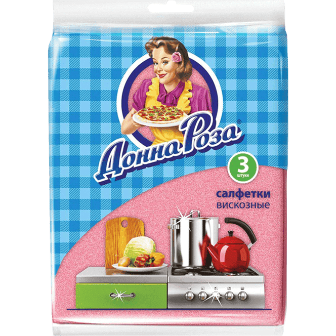 Салфетка вискозная 30*38 см "Донна Роза" 3 шт.уп