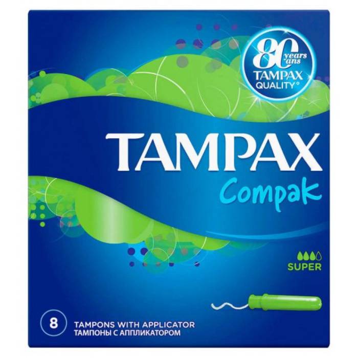 Тампоны "Tampax Compak" с апликатором Super Singl (8 шт.упак)