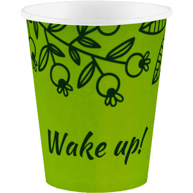 Стакан бумажный 250 мл УЛЫБНИСЬ ЗЕЛЕНЫЙ D-80 мм БЛ