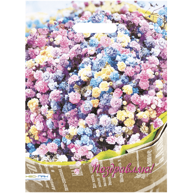 Пакет 30*40 см Райский букет 60 мкм прорезь