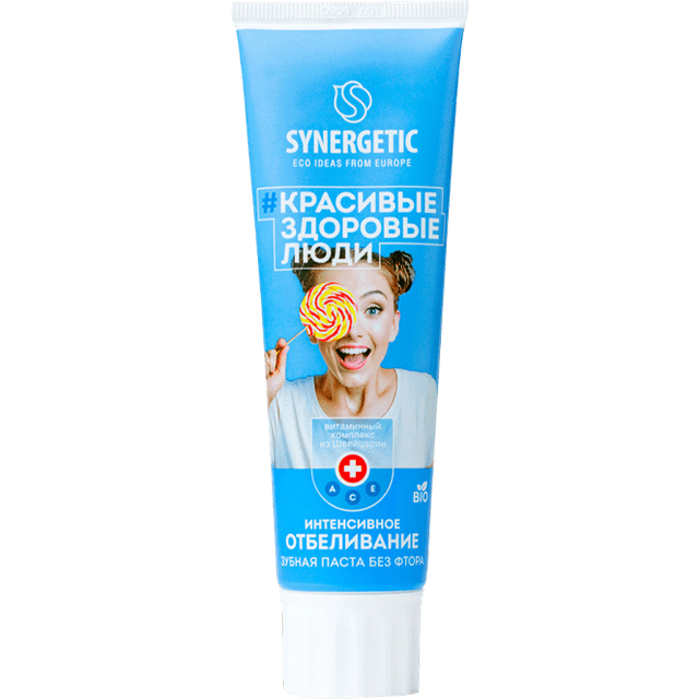 Зубная паста 100 гр SYNERGETIC, Интенсивное отбеливание