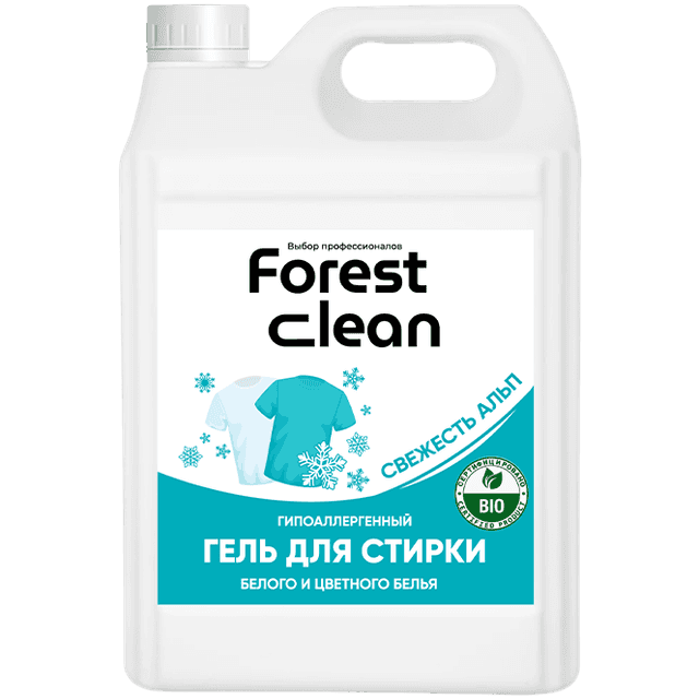 Гель для стирки белья 5 л "FOREST clean" канистра ЕВРО концентрат, Свежесть Альп
