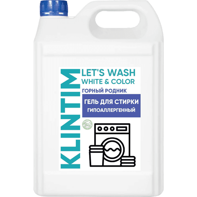 Гель- концентрат для стирки белья 5 л KLINTIM White&Color Горный родник, Универсальный