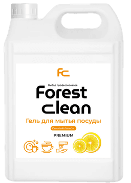 Средство для мытья посуды 5 л канистра "FOREST Clean" Концентрат-гель ПРЕМИУМ, Сочный лимон