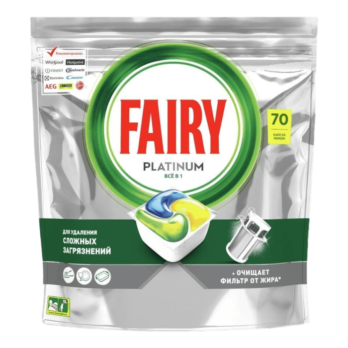 Таблетки для посудомоечных машин "FAIRY" Platinum "Все в 1" Лимон (70 шт.упак)