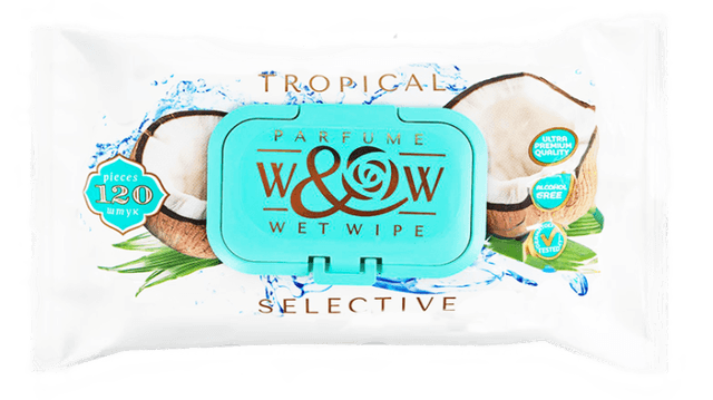 Салфетка влажная 120 шт. "W&W" Tropical Coconut парфюм (120 салф.шт)