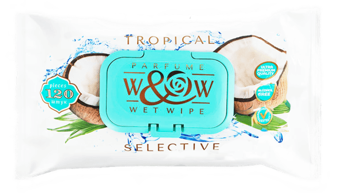 Салфетка влажная 120 шт. "W&W" Tropical Coconut парфюм (120 салф.шт)