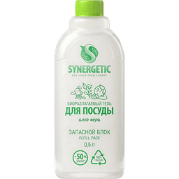 Средство для мытья посуды и детских игрушек 500 мл SYNERGETIC биоразлагаемое, Алоэ
