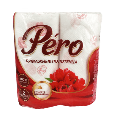 Полотенце бумажное 2-х/двухслойное Pero tulip белое (2 рул.упак)