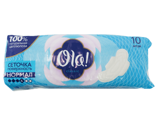 Прокладки "Ola!" Wings Top DRY Classic Normal, 4 капли, с крылышками сеточка (10 шт.упак)