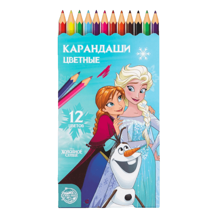 Карандаши цветные, 12 цветов Frozen, Холодное сердце