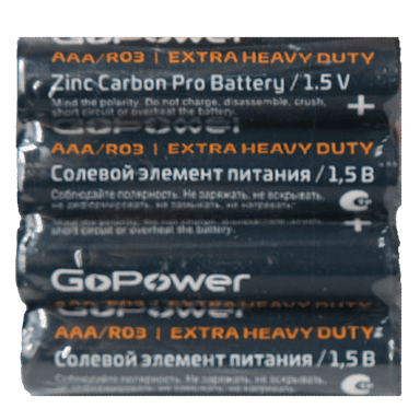 Батарейка мизинчик черная GoPower AAA Carbon Zinc