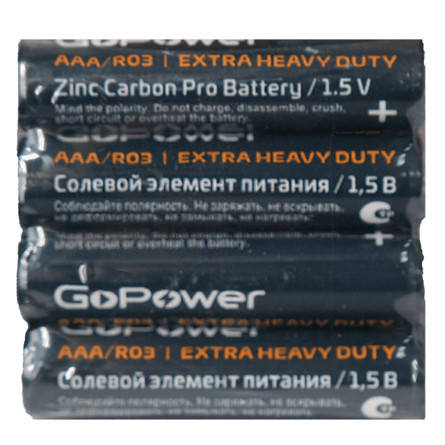 Батарейка мизинчик черная GoPower AAA Carbon Zinc
