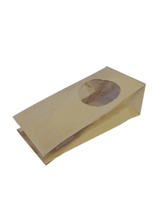 Пакет бумажный 120*80*250 КРАФТ, с окном, П-дно, ECO BAG R W