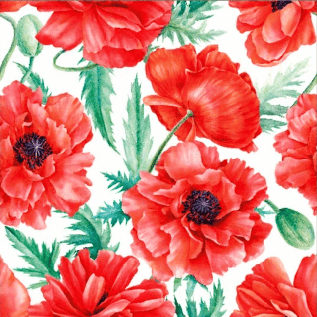 Салфетка бумажная 3-х/трехслойная 33*33 "Pero Prestige" Праздничные, (20 шт.пач), Восточные маки