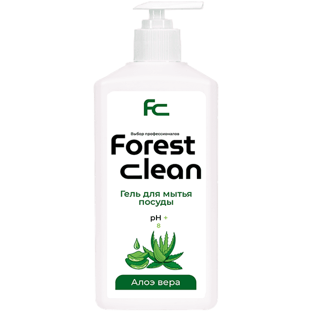 Средство для мытья посуды 1 л "FOREST Clean" дозатор/гель, Алоэ Вера
