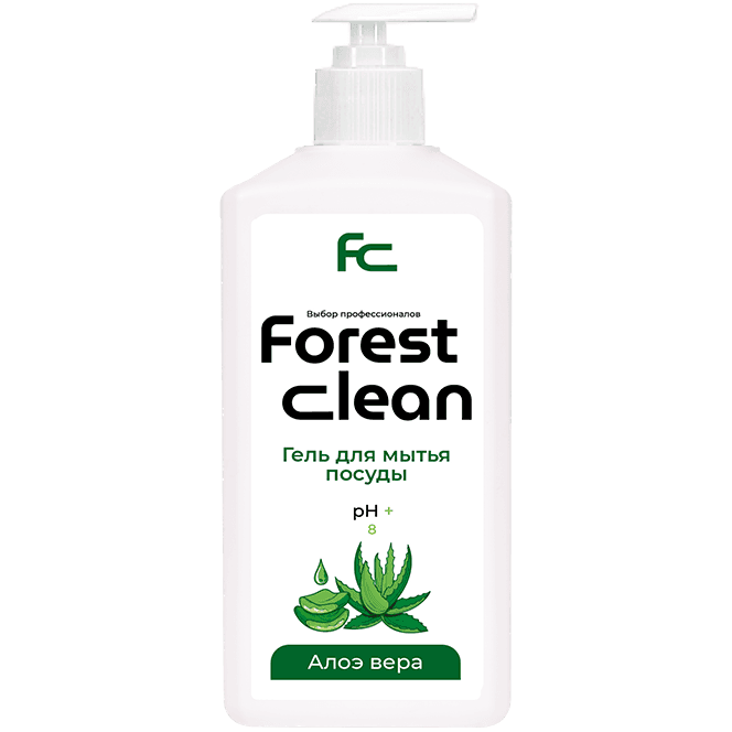 Средство для мытья посуды 1 л "FOREST Clean" дозатор/гель, Алоэ Вера