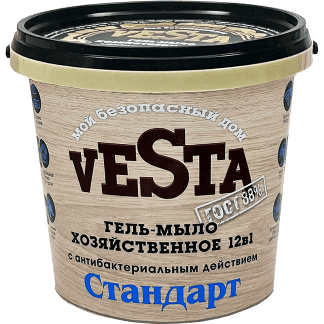 Гель-мыло хозяйственное 1000 мл "Vesta" Гост 88%, Стандарт