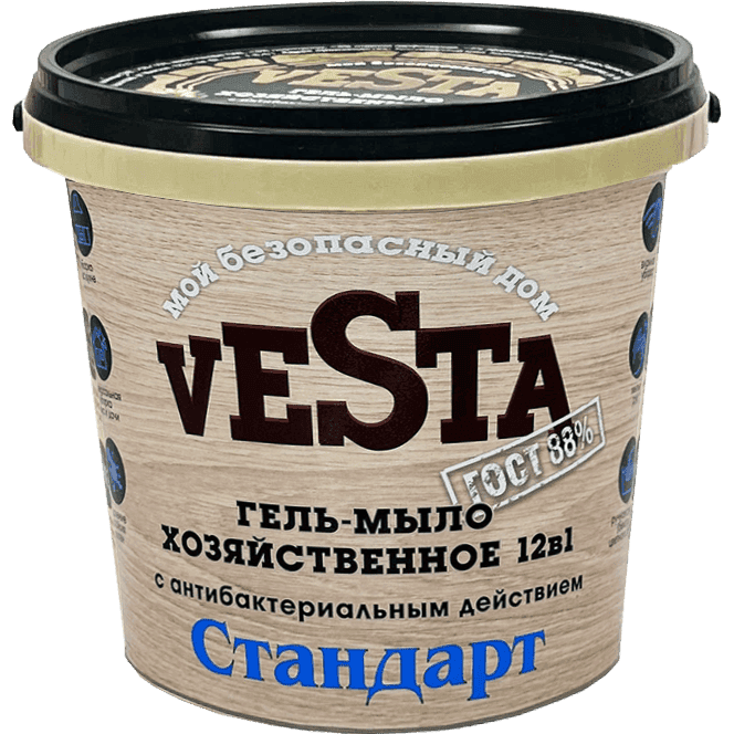 Гель-мыло хозяйственное 1000 мл "Vesta" Гост 88%, Стандарт
