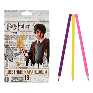 Карандаши цветные, 18 цветов "Гарри Поттер", заточенные, картонная коробка