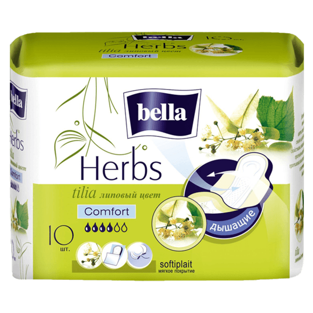 Прокладки "Bella" Herbs tilia Comfort soft 4 капли Экстракт вербены (10 шт.упак)