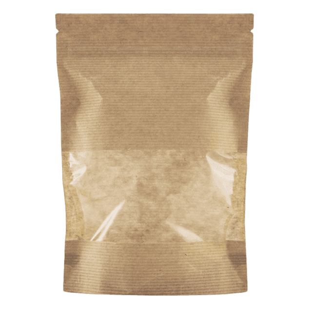 Пакет Дой-пак 105*150 "30+30" мм бумажный с окном 70 мм zip-lock КРАФТ