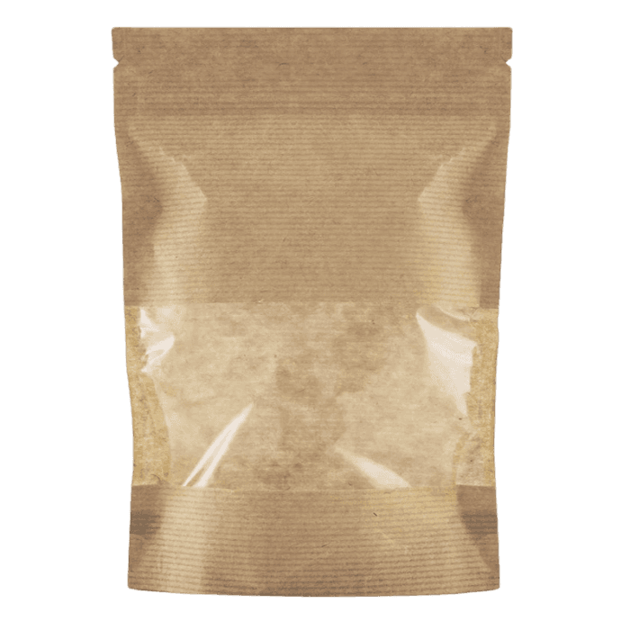 Пакет Дой-пак 105*150 "30+30" мм бумажный с окном 70 мм zip-lock КРАФТ