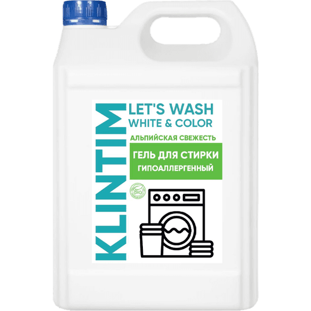 Гель- концентрат для стирки белья 5 л KLINTIM White&Color, Альпийская свежесть