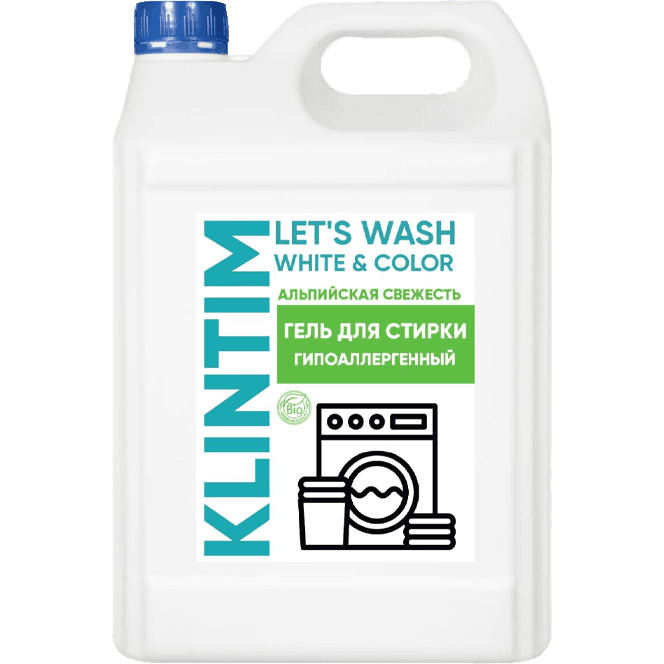 Гель- концентрат для стирки белья 5 л KLINTIM White&Color, Альпийская свежесть