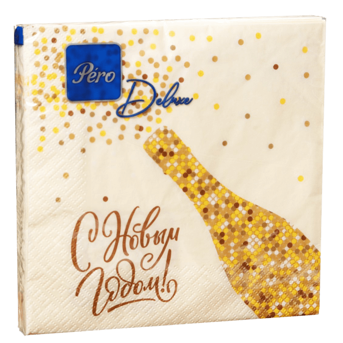 Салфетка бумажная НГ 3-х/трехслойная 33*33 "Pero Deluxe" (20 лист.пач), Брызги шампанского