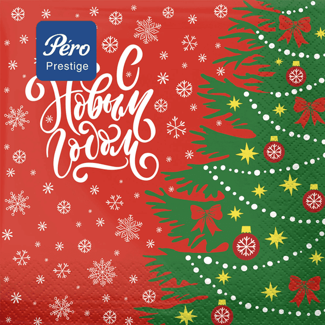 Салфетка бумажная НГ 3-х/трехслойная 33*33 "Pero Prestige" (20 лист.пач), Елочка