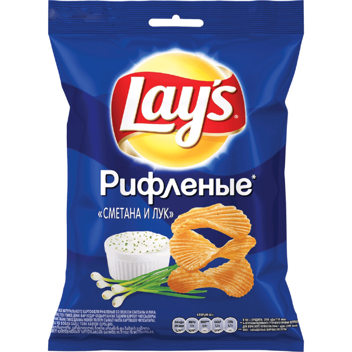 Чипсы "LAYS" 50 г ассортимент, Сметана/Лук Рифленые