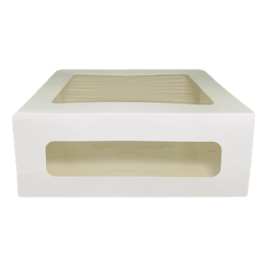 Короб картонный для десертов/тортница 260*260*200 мм БЕЛЫЙ с окном Strong Window White ForGenica