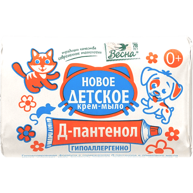 Мыло кусковое 90 г туалетное детское с Д-пантенолом Весна