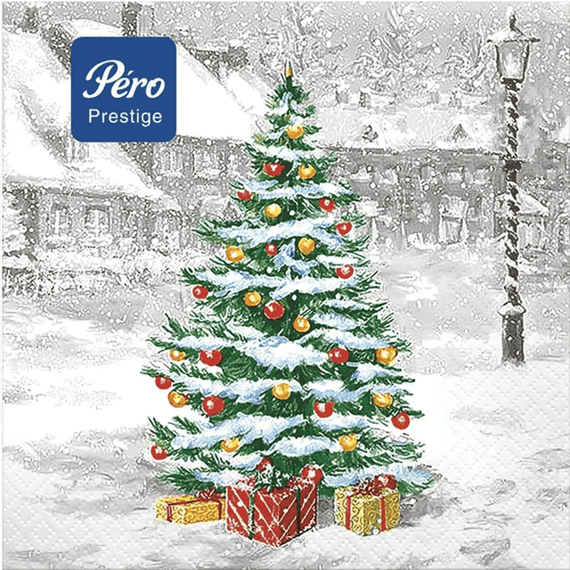 Салфетка бумажная НГ 3-х/трехслойная 33*33 "Pero Prestige" (20 лист.пач), Белая зима