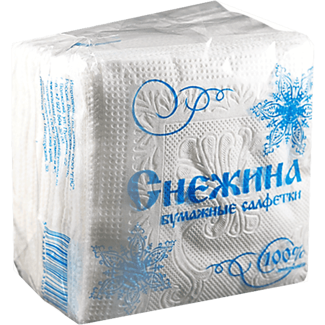 Салфетка бумажная 1/однослойная "Снежинка" белая, 50 листов пач. (20 пач.упак)