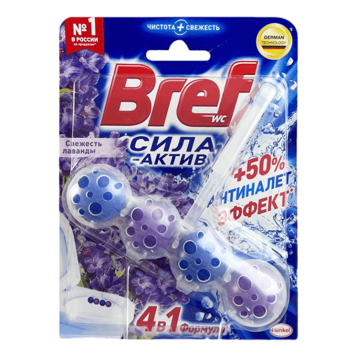 Блок для унитаза "Bref" Сила-Актив 50г Свежесть лаванды