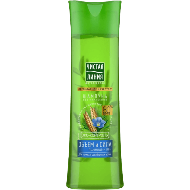 Шампунь 400 мл "Чистая Линия", Пшеница для тонких и ослабленных/Женский