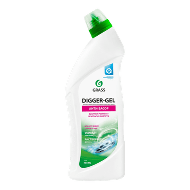 Средство для прочистки канализационных труб "DIGGER-GEL" 750 мл, щелочное