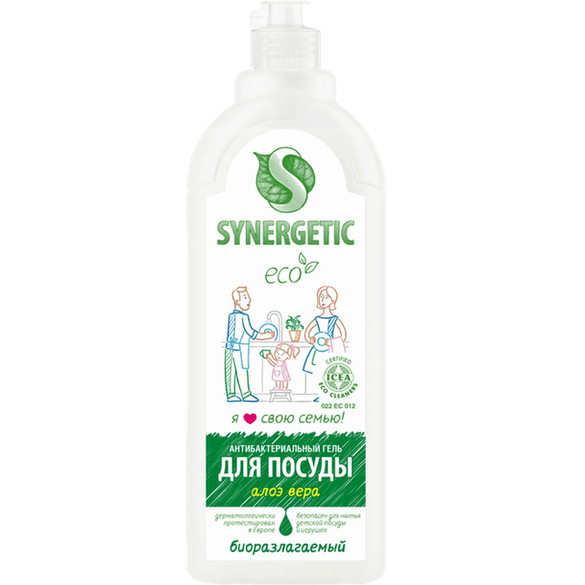 Средство для мытья посуды и детских игрушек 1000 мл SYNERGETIC биоразлагаемое, Алоэ