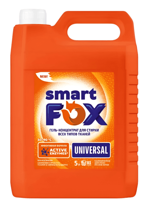 Гель-концентрат для стирки белья 5 л SMART FOX, UNIVERSAL