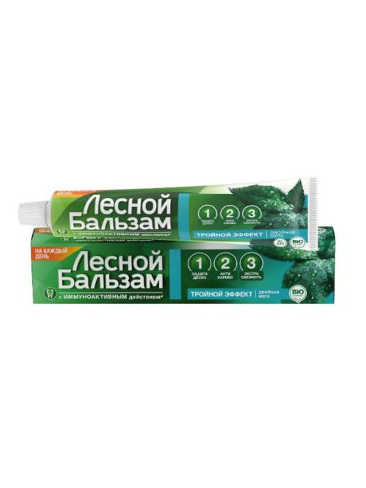 Зубная паста 75 мл "Лесной бальзам", Тройной эффект мята/смородина на отваре