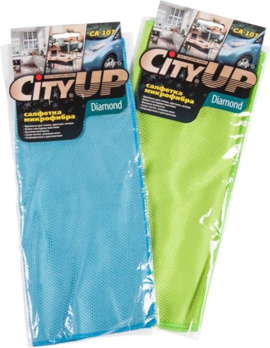 Тряпка/салфетка "City Up" 35*40 из микрофибры для стекла даймонд
