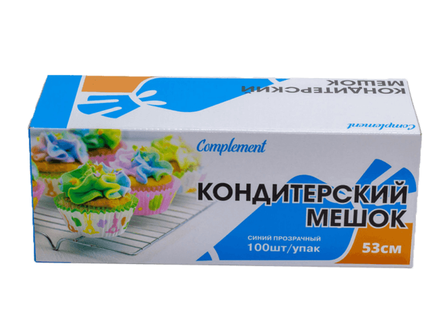 Мешок кондитерский в рулоне 53 см Complement синий-прозрачный (100 шт.упак)