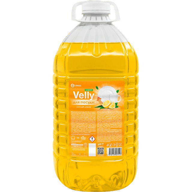 Средство для мытья посуды 5 л Velly Light Сочный лимон Grass ПЭТ