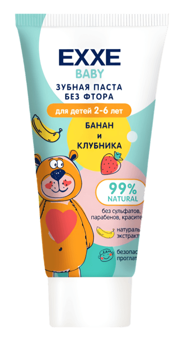 Зубная паста 50 гр EXXE Банановый шейк Детская 2-6 лет