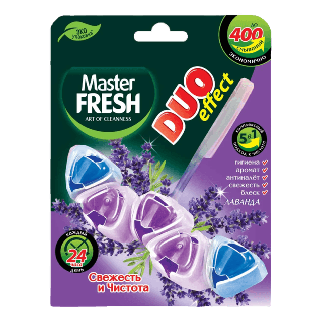 Подвесной блок для унитаза "Master FRESH" GOLD DUO EFFECT 5в1 ЛАВАНДА