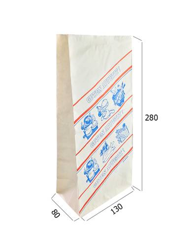 Пакет бумажный 130*80*280 БЕЛЫЙ, с печатью, со вкладышем для гриль П-дно "Guten Appetet"