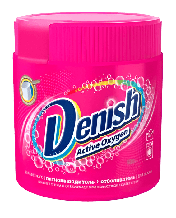 Пятновыводитель 500 г Denish Active Oxigen, отбеливатель для белых и цветных тканей, банка
