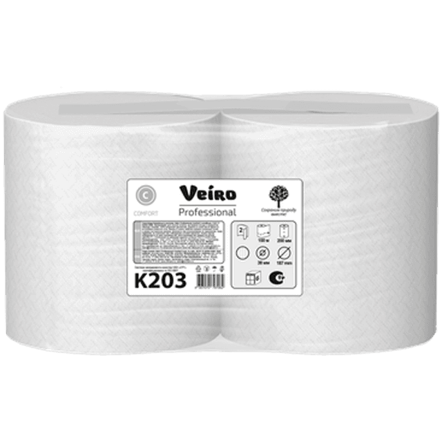 Полотенце бумажное 2-х/двухслойное Veiro Professional Comfort 150 м, В рулонах, Белое